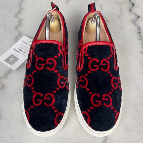 GUCCI Web GG Low Sneakers Black Velour 7.5 G or 8 US 41.5 EUR - Picture 2 of 16